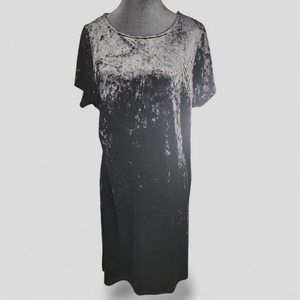 TORRID | Black Crushed Velvet Dress Goth Dark Fairy Minimalist Lagenlook | 1X‎